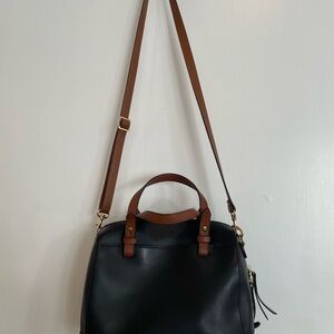 Fossil Black and Brown Leather Bag